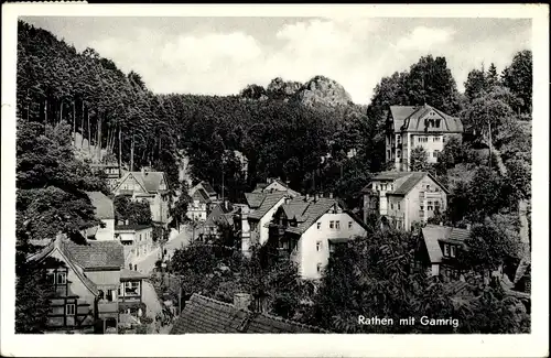 Ak Rathen an der Elbe Sächsische Schweiz, Teilansicht mit Gamrig
