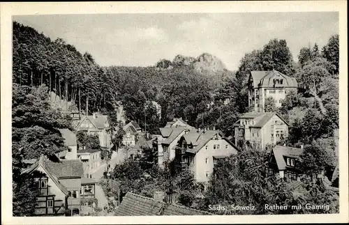Ak Rathen Sächs. Schweiz, Ortsansicht mit Gamrig