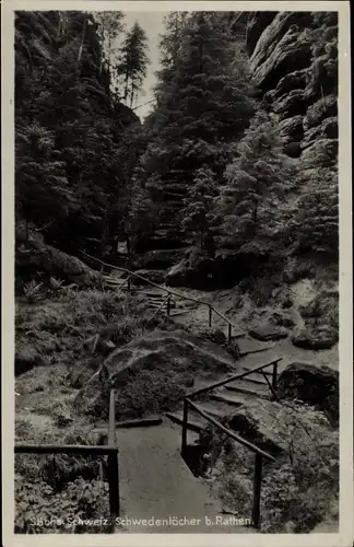 Ak Hohnstein Sächsische Schweiz, Schwedenlöcher