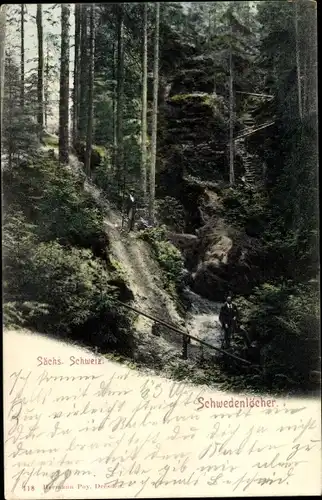 Ak Hohnstein Sächsische Schweiz, Schwedenlöcher