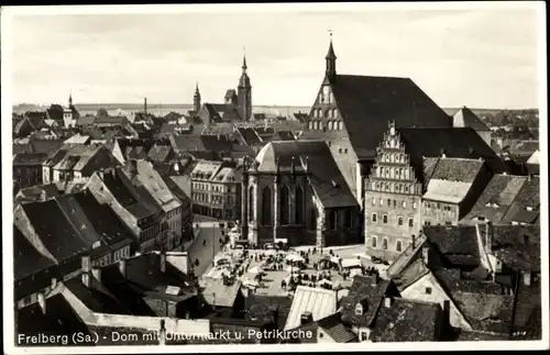 Ak Freiberg in Sachsen, Dom und Untermarkt, Petrikirche