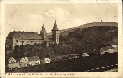 Ak Rochlitz an der Mulde, Schloss, Aussichtsturm Rochlitzer Berg