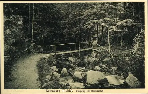 Ak Rochsburg Lunzenau in Sachsen, Eingang ins Brauseloch