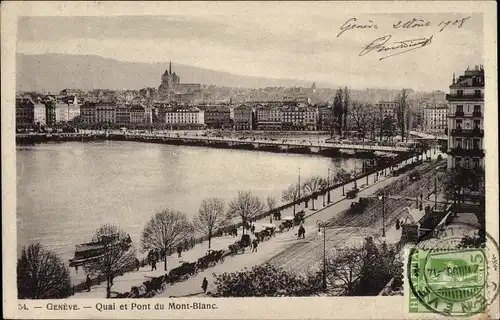 Ak Genève Genf Stadt, Quai et Pont du Mont Blanc