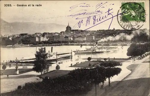 Ak Genève Genf Stadt, La Rade, Stadtansicht