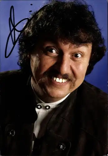 Ak Sänger Achim Mentzel, eingekleidet von Solo, Die Tracht aus Leder, Portrait, Autogramm