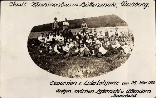 Foto Ak Duisburg im Ruhrgebiet, Staatliche Maschinenbau- und Hüttenschule, Excusion 1922