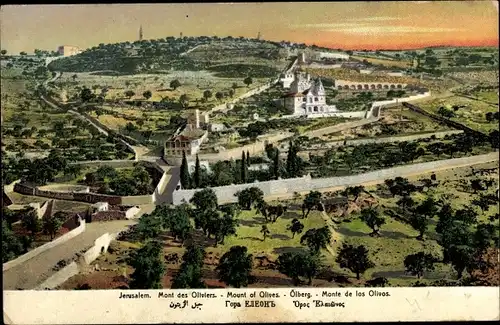 Ak Jerusalem Israel, Blick auf den Ölberg, Kirche,Mauer