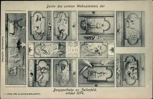 Ak Clausthal Zellerfeld im Oberharz, Decke des unteren Wohnzimmers der Bergapotheke