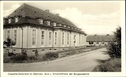 Ak Clausthal Zellerfeld im Oberharz, Bergakademie, Aula und Schwimmbad