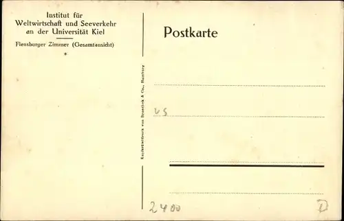 Ak Kiel, Institut für Weltwirtschaft und Seeverkehr an der Universität, Flensburger Zimmer