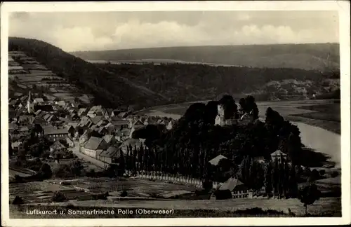 Ak Polle an der Weser, Panorama vom Ort