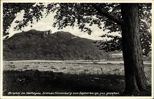 Ak Brakel in Westfalen, Schloss Hinnenburg vom Sepkerberge aus gesehen