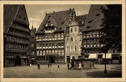 Ak Hildesheim in Niedersachsen, Marktplatz mit Rolandbrunnen