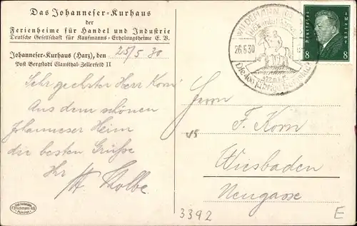 Künstler Ak Wagner, Richard, Clausthal Zellerfeld, Das Johanneser Kurhaus