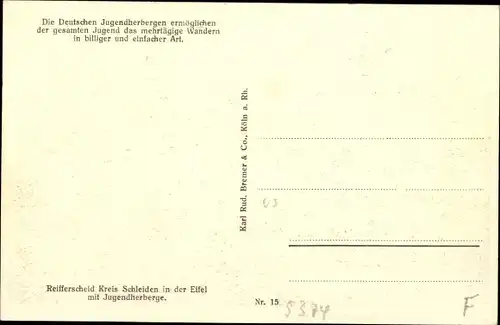 Ak Reifferscheid Hellenthal in der Eifel, Jugendherberge