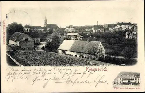 Ak Königsbrück in der Oberlausitz, Hotel zum Schwarzen Adler, Blick auf den Ort