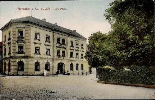 Ak Herrnhut in Sachsen, Gasthof, Am Platz