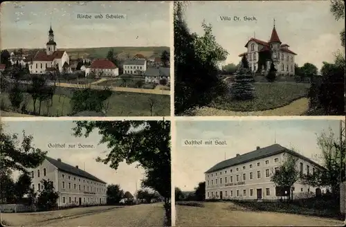 Ak Schönau Berzdorf auf dem Eigen, Villa Dr. Suck, Gasthof zur Sonne, Kirche, Schulen