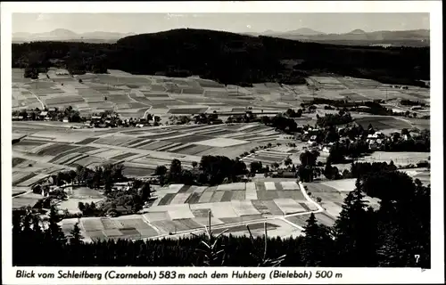 Ak Cunewalde in der Lausitz, Blick vom Schleifberg, Czorneboh, zum Huhberg, Bieleboh