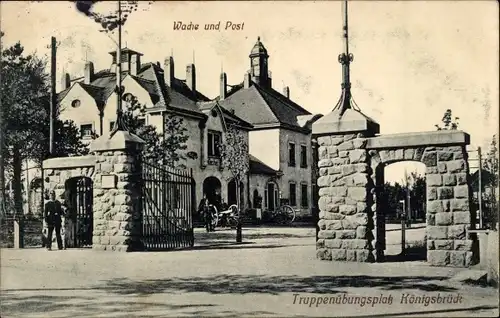 Ak Königsbrück in der Oberlausitz, Truppenübungsplatz, Wache und Post