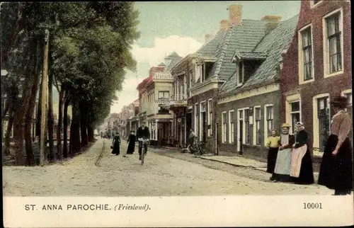 Ak St Anna Parochie Friesland Niederlande, Straßenpartie, Anwohner