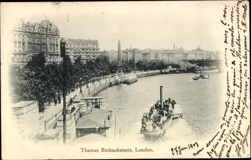 Ak London City England, Thames Embankment