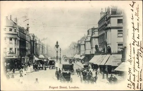 Ak London England, general view of the Regent Street