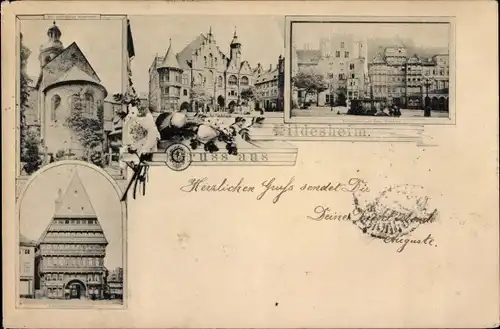 Ak Hildesheim in Niedersachsen, Rosenstock, Knochenhaueramtshaus, Rathaus