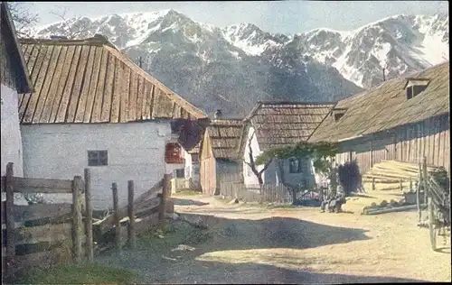 Ak Schneebergdörfl Niederösterreich, Dorfpartie