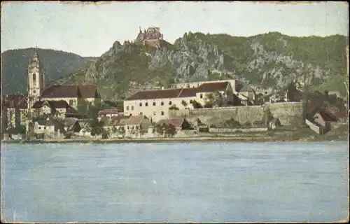 Ak Dürnstein an der Donau Wachau Niederösterreich, Teilansicht mit Burg St. Michael