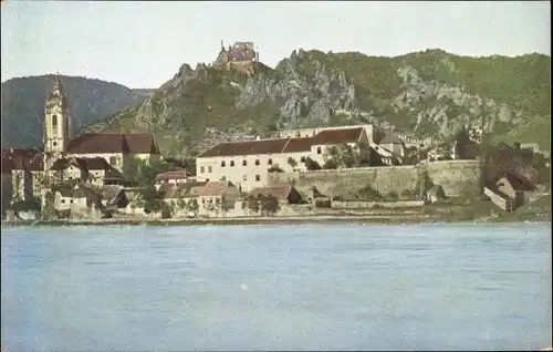 Ak Dürnstein an der Donau Wachau Niederösterreich, Teilansicht mit Burg St. Michael