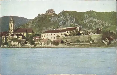 Ak Dürnstein an der Donau Wachau Niederösterreich, Teilansicht mit Burg St. Michael