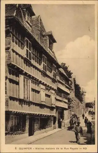 Ak Quimper Finistère, Vieilles maisons de la Rue Royale