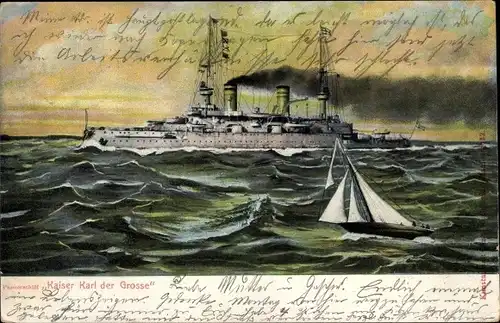 Ak Deutsches Kriegsschiff, SMS Kaiser Karl der Große, Panzerschiff, Kaiserliche Marine