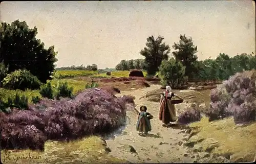 Künstler Ak Gerstenhauer, Johann Georg, Heidelandschaft