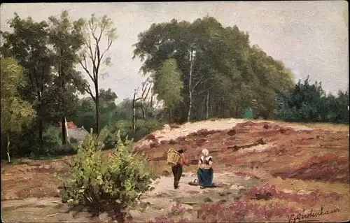 Künstler Ak Gerstenhauer, Johann Georg, niederländisches Motiv, Heidelandschaft