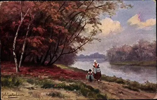Künstler Ak Gerstenhauer, Johann Georg, niederländisches Motiv, Herbst, Tracht