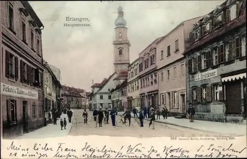 Ak Erlangen in Mittelfranken Bayern, Hauptstraße, Geschäfte