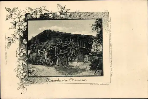 Passepartout Ak Chamerau im Bayerischen Wald Oberpfalz, Bauernhaus