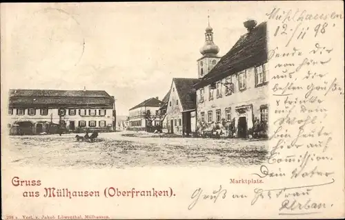 Ak Mühlhausen Ebrach in Oberfranken, Marktplatz