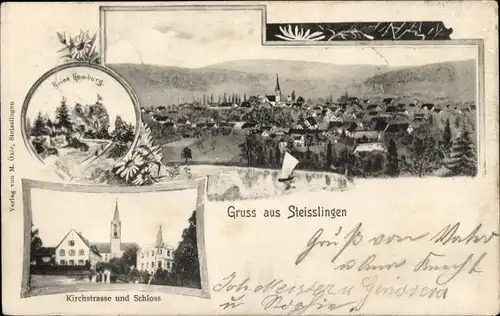 Ak Steißlingen im Hegau Baden, Panorama, Ruine Homburg, Kirchstraße, Schloss