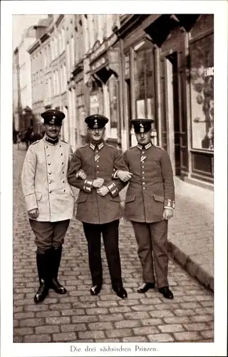 Ak Die drei sächsischen Prinzen, Kronprinz Georg von Sachsen, Friedrich Christian, Ernst Heinrich