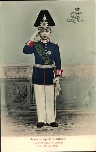 Ak Kronprinz Georg von Sachsen in Uniform, jüngster Leutnant