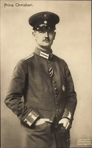 Ak Prinz Christian von Sachsen, Portrait in Uniform, Schirmmütze