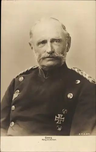 Ak König Georg von Sachsen, Portrait, Uniform, Eisernes Kreuz