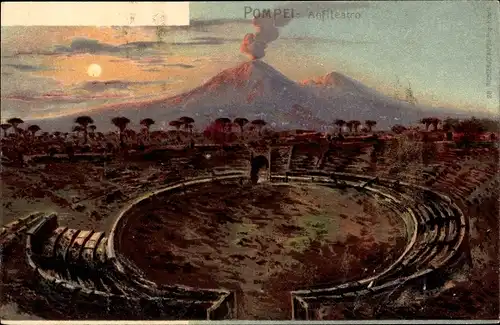 Litho Pompeji Pompei Campania, Anfiteatro