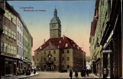 Ak Bad Langensalza in Thüringen, Marktstraße, Rathaus, Geschäfte