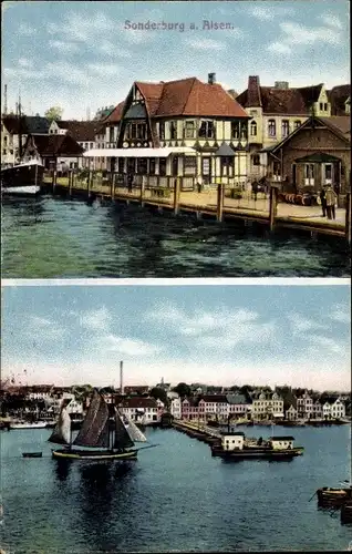 Ak Sønderborg Sonderburg Dänemark, Hafen, Teilansicht