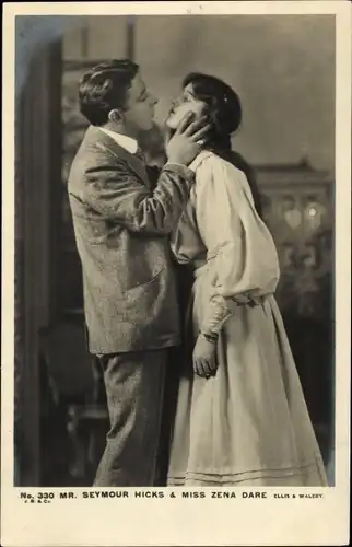 Ak Schauspieler Seymour Hicks, Schauspielerin Miss Zena Dare, Filmszene